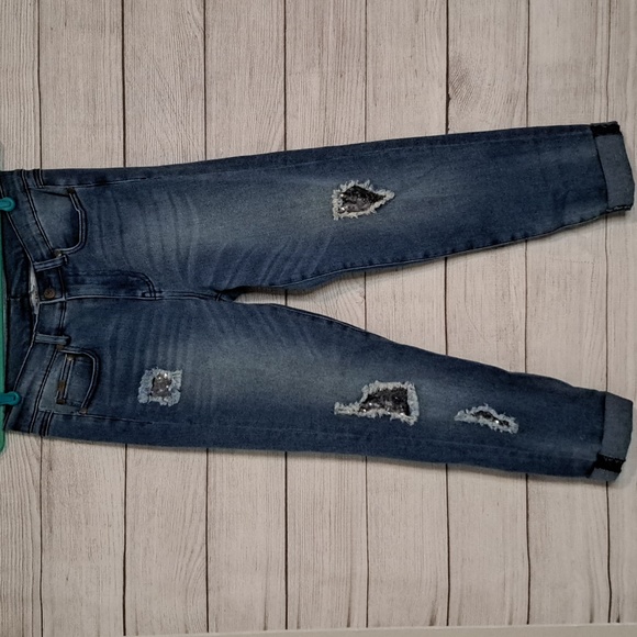 DG2 Sequin Cuffed Crop Jeans - Picture 1 of 9